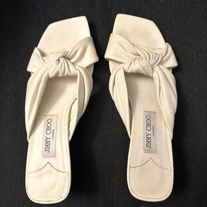 US 11 / EU 41 Jimmy Choo Avenue 50 Latte Nappa Leather Mules